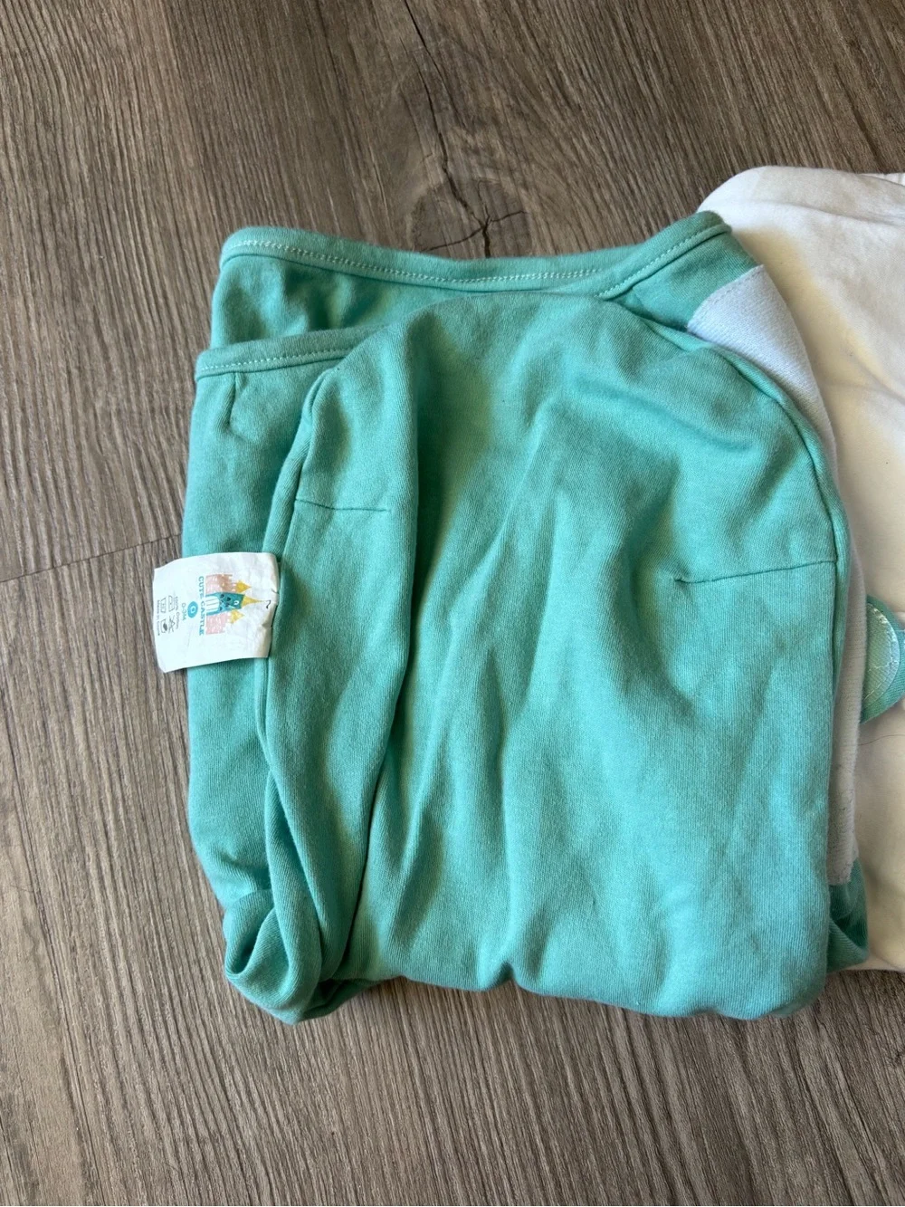 Source Unknown White and Teal Kids Mittens
